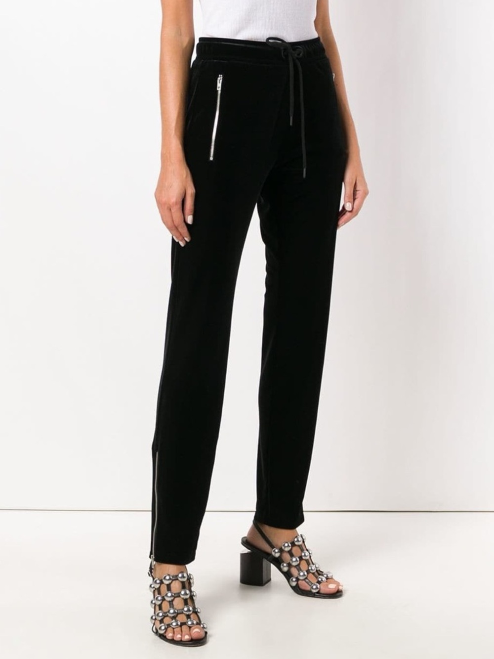 Rag & Bone Zip Velvet Track Pants Black Whimsigoth Punk Grunge Medium